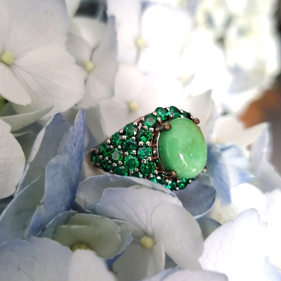 Vanna • Variscite & Green Diamond Ring